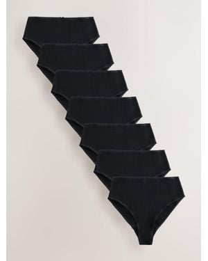 Next High Waist High Leg 100% Cotton Panties 7 Pack - Black