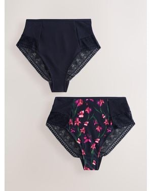 Ted Baker Floral High Waist Briefs 2 Pack - Blue