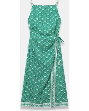 Mint Velvet Linen Blend Printed Midi Dress - Green