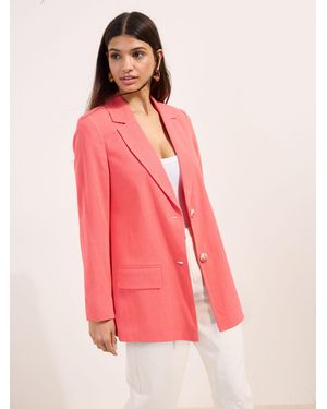 Friends Like These Boyfriend Blazer With Linen - Pink