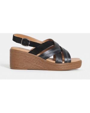 JD Williams Wide Fit Criss Cross Stitch Detail Wedge Sandals - White