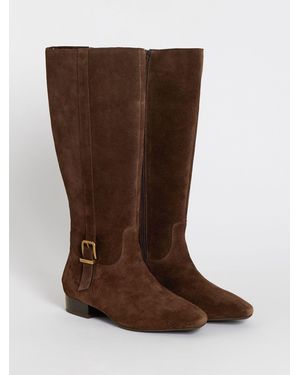 JD Williams Wide Fit Suede Knee High Boots - Brown