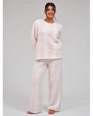 Loungeable Baby Borg Sweater & Wide Leg Pants Lounge Set - Pink
