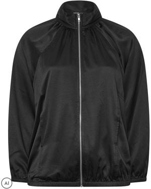 Yours Curve Balloon Hem Satin Bomber Jacket - Black