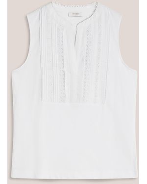 Hobbs Millie Cotton Sleeveless Broderie Tank - White