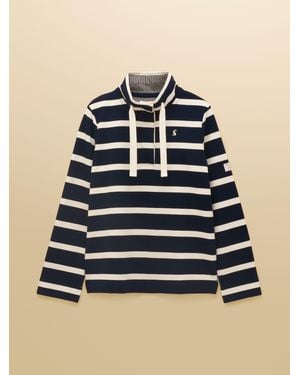 Joules Saunton Cotton Blend Sweatshirt With Buttoned Funnel Neck - Blue