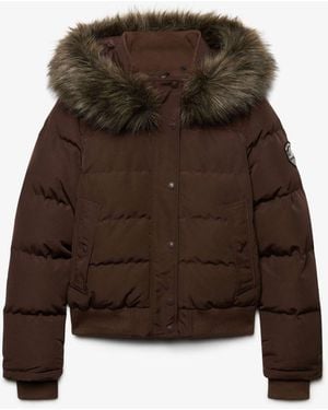 Superdry Everest Hooded Bomber Puffer Coat - Brown