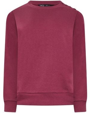 M Com Petite Button Detail Sweatshirt - Red