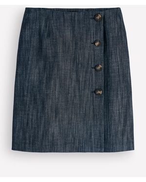 Boden Evelyn Twill Button Wrap Skirt - Blue