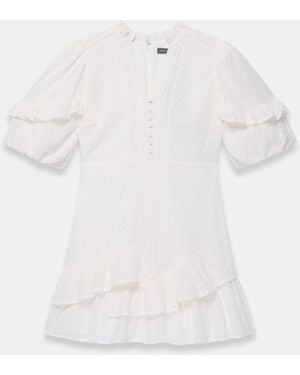 Mint Velvet Embroidered Detail Mini Dress - White