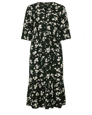 Evans Printed Boho Dress - Black