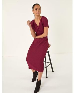 Roman Petite Textured Twist Midi Dress - Pink