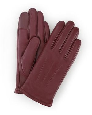 Totes 3 Point Leather Gloves With Smartouch And Water Repellent Finish - Red