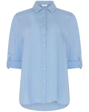 M Com Crinkle Tab Sleeve Shirt - Blue