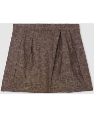 Reiss Serena Linen Wrap-Front Shorts - Brown