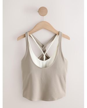 Self Twist Back Crop Top - Natural