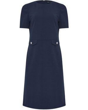 M Com Scuba Button Workwear Dress - Blue