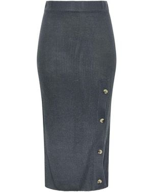 Yours Curve Limited Button Detail Knitted Maxi Skirt - Gray