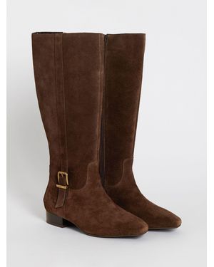 JD Williams Extra Wide Fit Suede Knee High Boots - Brown