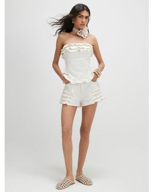 River Island Molly Smith Frill Denim Shorts - White