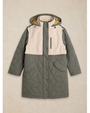 White Stuff Alina Multiway Borg Puffer Coat - Green
