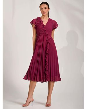 Jolie Moi Ruffle Pleated Chiffon Midi Dress - Red