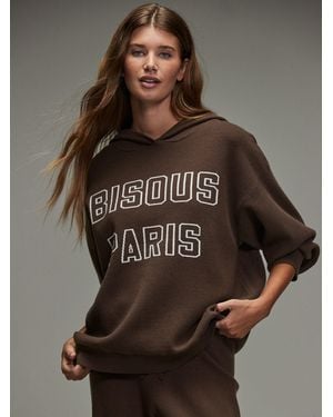 Next Compact Cozy Graphic Long Sleeve Hoodie - Brown
