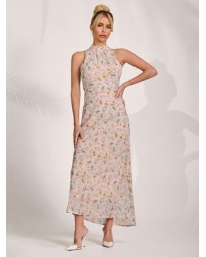 Jolie Moi Chiffon Halterneck Midaxi Dress - Natural