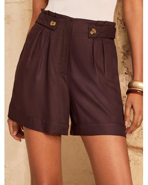 Love & Roses Elasticated Back Tab Detail Shorts - Purple