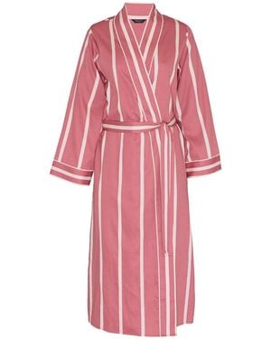 Fable & Eve Printed Stripe Long Dressing Gown - Pink