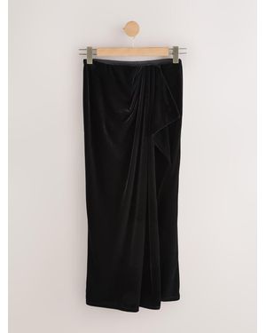 Next Velvet Drape Midi Skirt - Black
