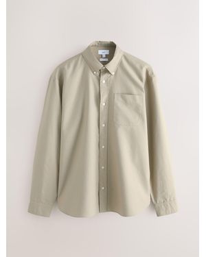 Next Long Sleeve N. Premium 100% Cotton Regular Fit Oxford Shirt - Natural