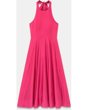 Mint Velvet Linen Blend Halter Midi Dress - Pink