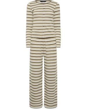 PixieGirl Petite Stripe Cotton Button Top & Wide Leg Pants Set - Metallic