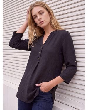 Roman Heart Button Longline Top - Blue