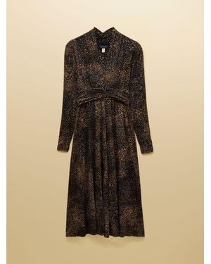 Joules Mina Jersey Ruched Waist Long Sleeve V Neck Dress - Black