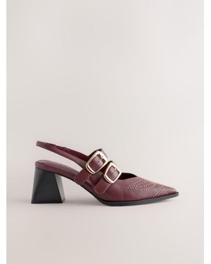 Next Burgundy Forever Comfort Faux Suede Studded Slingback Heels - Pink