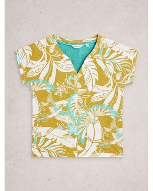 White Stuff Nelly Notch Neck T-Shirt - Metallic