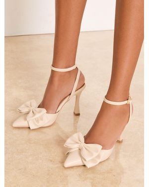 Lipsy Standard Fit Bow Detail Two Part High Stiletto Heel Occasion Court Shoes - Natural