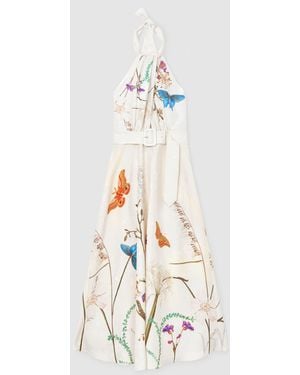 Reiss Livvy Nybg Butterfly-Print Halterneck Midi Dress - White