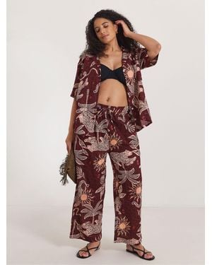 Simply Be Animal Print Beach Shirt And Pants Set - Black