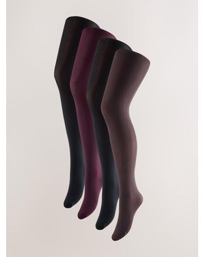 Next Berry/Chocolate 60 Denier Opaque Tights 4 Pack - Purple