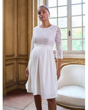 Seraphine Premium Lace Bodice Maternity & Nursing Occasion Bridal Dress - White