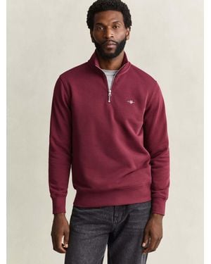 GANT Shield Logo Half Zip Sweatshirt - Red