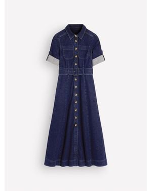 Boden Denim Midi Shirt Dress - Blue