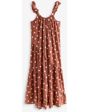 Laura Ashley Maxikleid Mit Blumenprint Und Blasenriemen - Rot