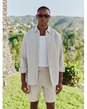 Mauvais Balencio Embroidered Stripe Shirt - Green