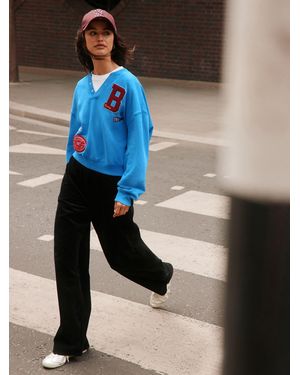 Next Wide Leg Soft Cord Pants - Blue