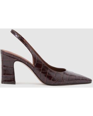 Reiss Lorena Leather Slingback Court Shoes - Red