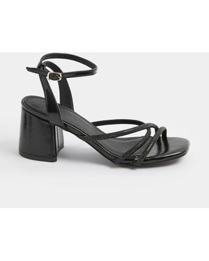 Yours Curve Yours Curve Wide Fit Eee Diamante Asymmetric Block Sandals - White